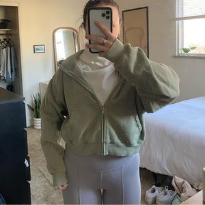 Aritzia TNA Cozy Fleece Zip Up Sage
